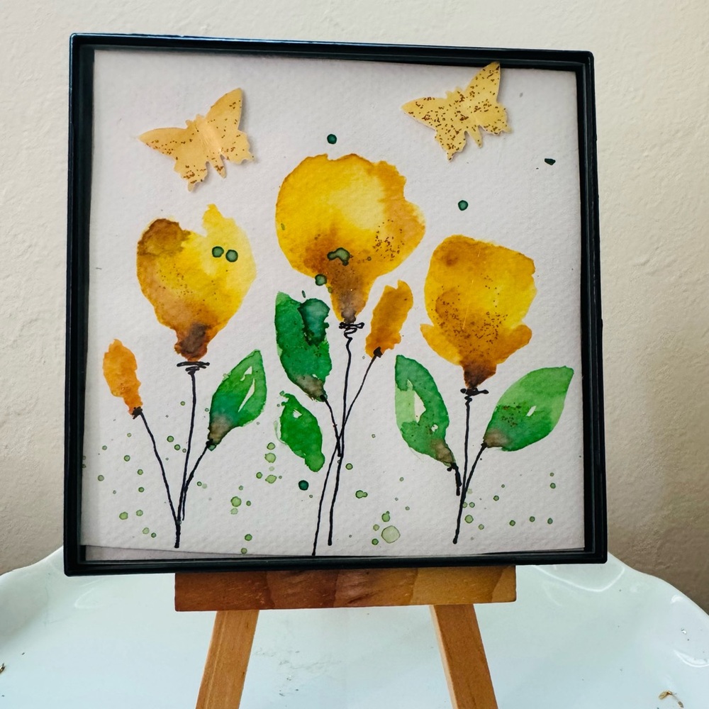 Mini water color art on easel